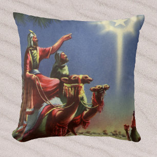 Coussin Religion vintage, Hommes Sages avec Étoile de Beth