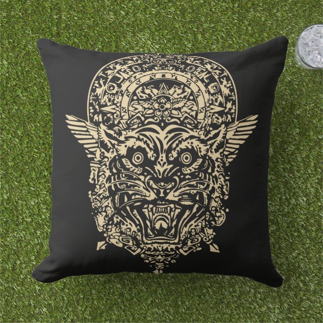 Coussin Relique de chat inca et maya : légendes mystiques (Herbe)