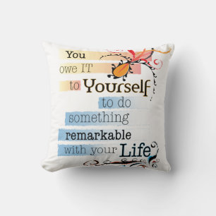 Coussin Remarquable LIFE Inspirational Citation illustrée