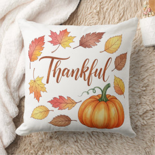 Coussin Remerciements Citrouille et feuilles d'automne