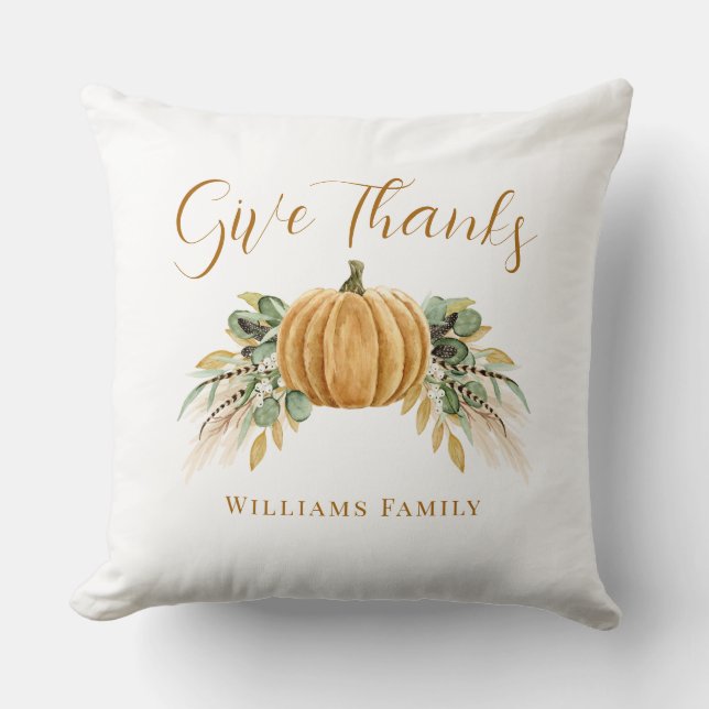 Coussin Remerciez le Citrouille d'automne de Thanksgiving (Recto)