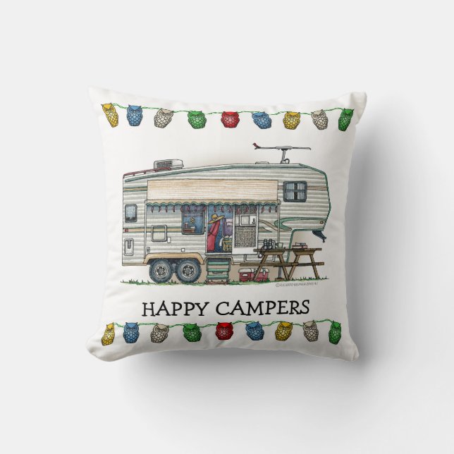 Coussin Remorque mignonne de voyage de campeur de (Recto)