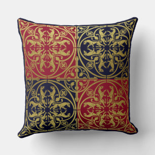 Coussin Renaissance Médiévale Héraut Lion Léopard Métalliq