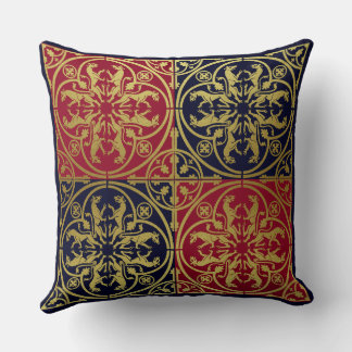 Coussin Renaissance Médiévale Héraut Lion Léopard Métalliq
