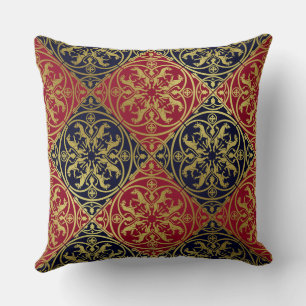 Coussin Renaissance Médiévale Héraut Lion Léopard Métalliq