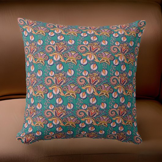 Coussin Renaissance Turquoise Gold Orange Médiéval |