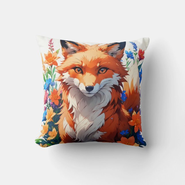Coussin Renard à fleurs (Recto)