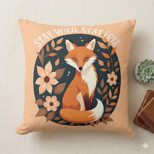 Coussin Renard Boho "Reste Sauvage, Reste Libre" Conceptio