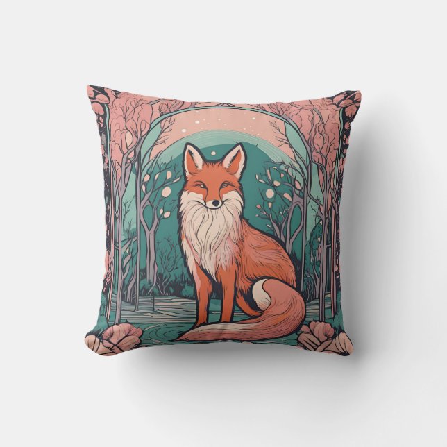 Coussin Renard boisé enchanté D17 (Recto)