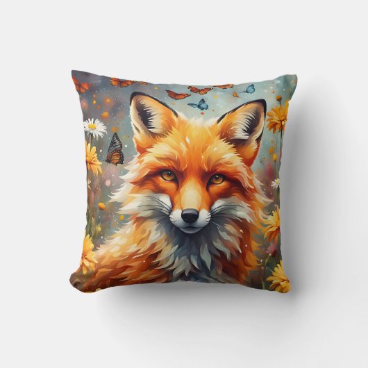 Coussin Renard dans la prairie (Recto)