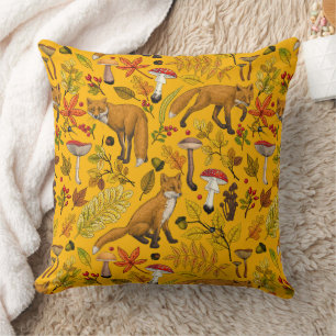 Coussin Renard d'automne sur orange