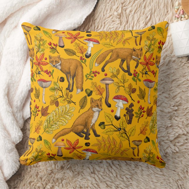 Coussin Renard d'automne sur orange (Couverture)