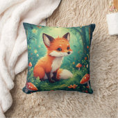 Coussin Renard De Cartoon Adorable Avec Champignons (Couverture)