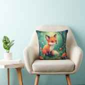 Coussin Renard De Cartoon Adorable Avec Champignons (Chaise)