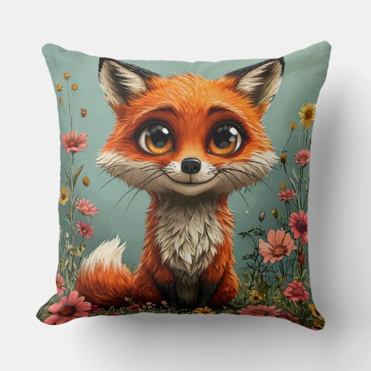 Coussin Renard de dessin animé adorable (Recto)
