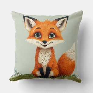 Coussin Renard de dessin animé charmant souriant