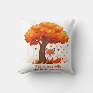 Coussin Renard de dessin animé en automne avec illustratio