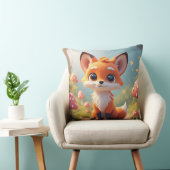 Coussin Renard de dessin animé mignon assis sur un chemin (Chaise)