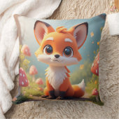 Coussin Renard de dessin animé mignon assis sur un chemin (Couverture)