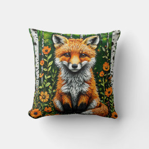 Coussin 🦊🌲 Renard de forêt mignon Cadeau de décoration c