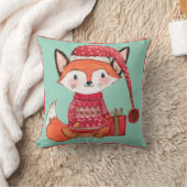 Coussin Renard de Noël mignon dans un pull confortable (Couverture)