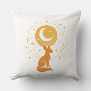 Coussin Renard du désert céleste - Lune et étoiles Cosmiqu