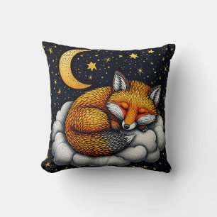 Coussin 🦊🌙 Renard Endormi Décoration de Bois Cosy Cadeau