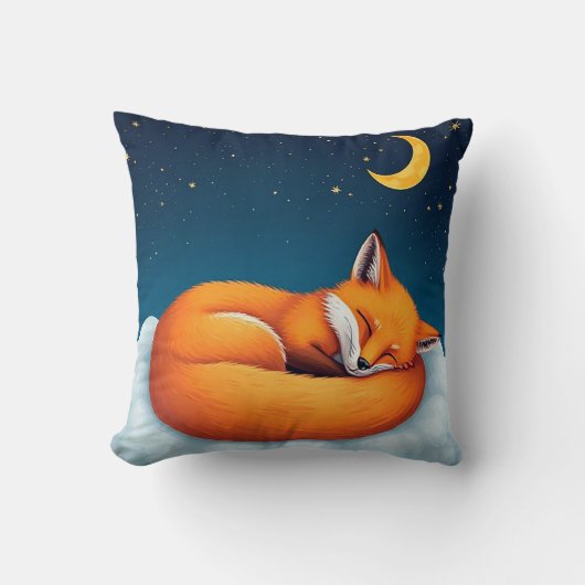 Coussin ☁️🦊 Renard Endormi Nuage Décoration Douillette Ca (Recto)