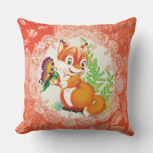 Coussin renard et papillon (Recto)