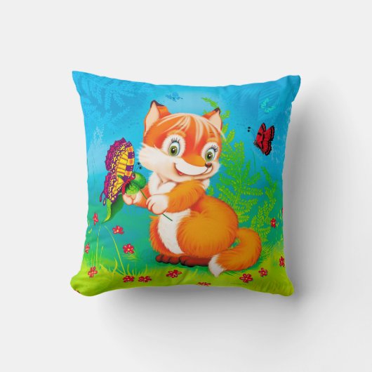 Coussin renard et papillon (Recto)