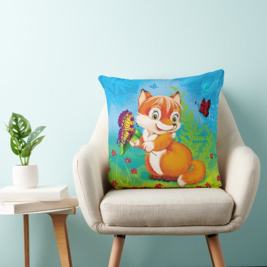 Coussin renard et papillon (Chaise)