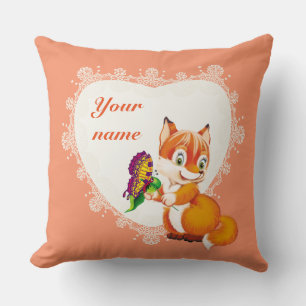 Coussin renard et papillon