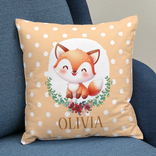 Coussin Renard mignon à pois élégant
