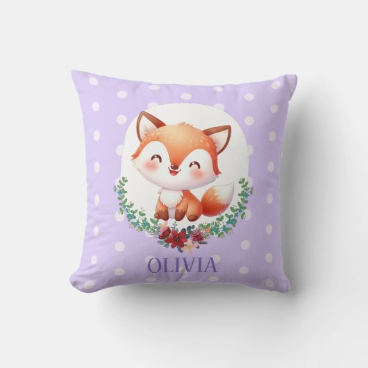 Coussin Renard mignon à pois élégant (Recto)