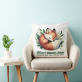 Coussin Renard mignon endormi dans les feuilles de Noël (Chaise)