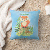 Coussin Renard mignon personnalisé sur une souche (Couverture)
