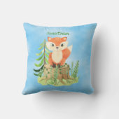 Coussin Renard mignon personnalisé sur une souche (Verso)