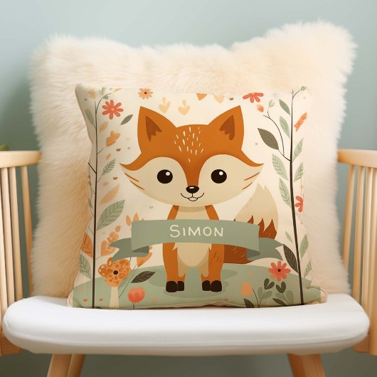 Coussin Renard mou, Bébé Animaux, Nom personnalisé