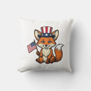 Coussin Renard Patriotique Design de Chemise avec Gravure 