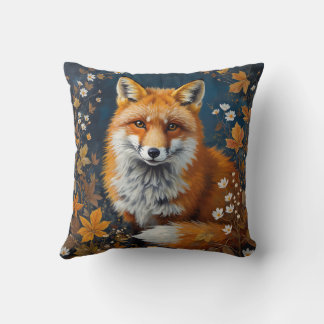 Coussin Renard Rouge d'Automne – Illustration de Renard Or