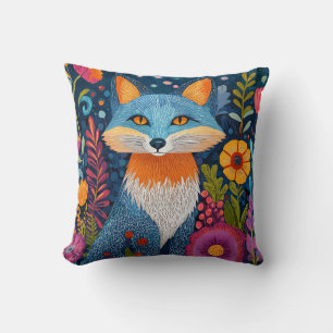 Coussin Renard Vibrant Point Art Au Milieu De Flore Luxuri