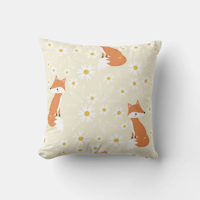 Coussin Renards et marguerites (Recto)