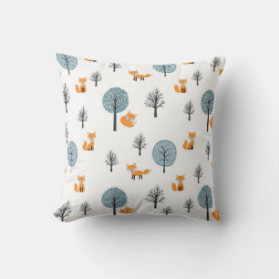 Coussin Renards forestiers : Arrière - plan blanc Vintage