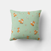 Coussin Renards mignons sur fond vert (Verso)
