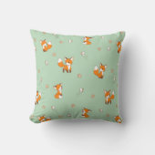 Coussin Renards mignons sur fond vert (Recto)
