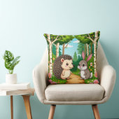 Coussin Rencontre d'un hérisson mignon et d'un lapin (Chaise)