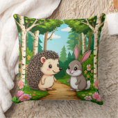 Coussin Rencontre d'un hérisson mignon et d'un lapin (Couverture)