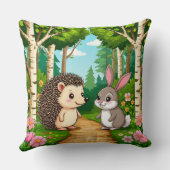Coussin Rencontre d'un hérisson mignon et d'un lapin (Verso)