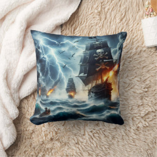 Coussin Rencontre orgueilleuse avec des navires pirates en