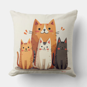 Coussin Rencontrez le chateau tissu motif famille chat mai